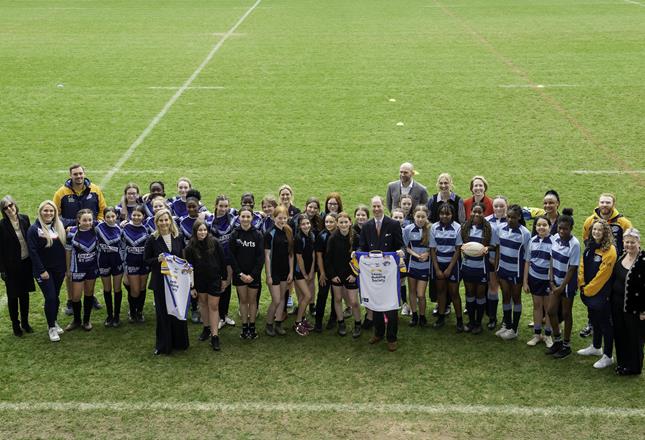 Marking the power of sport on International Women's Day - Alliance and female pioneers of Rugby League welcome TRH the Duke and Duchess of Edinburgh in Leeds news article image